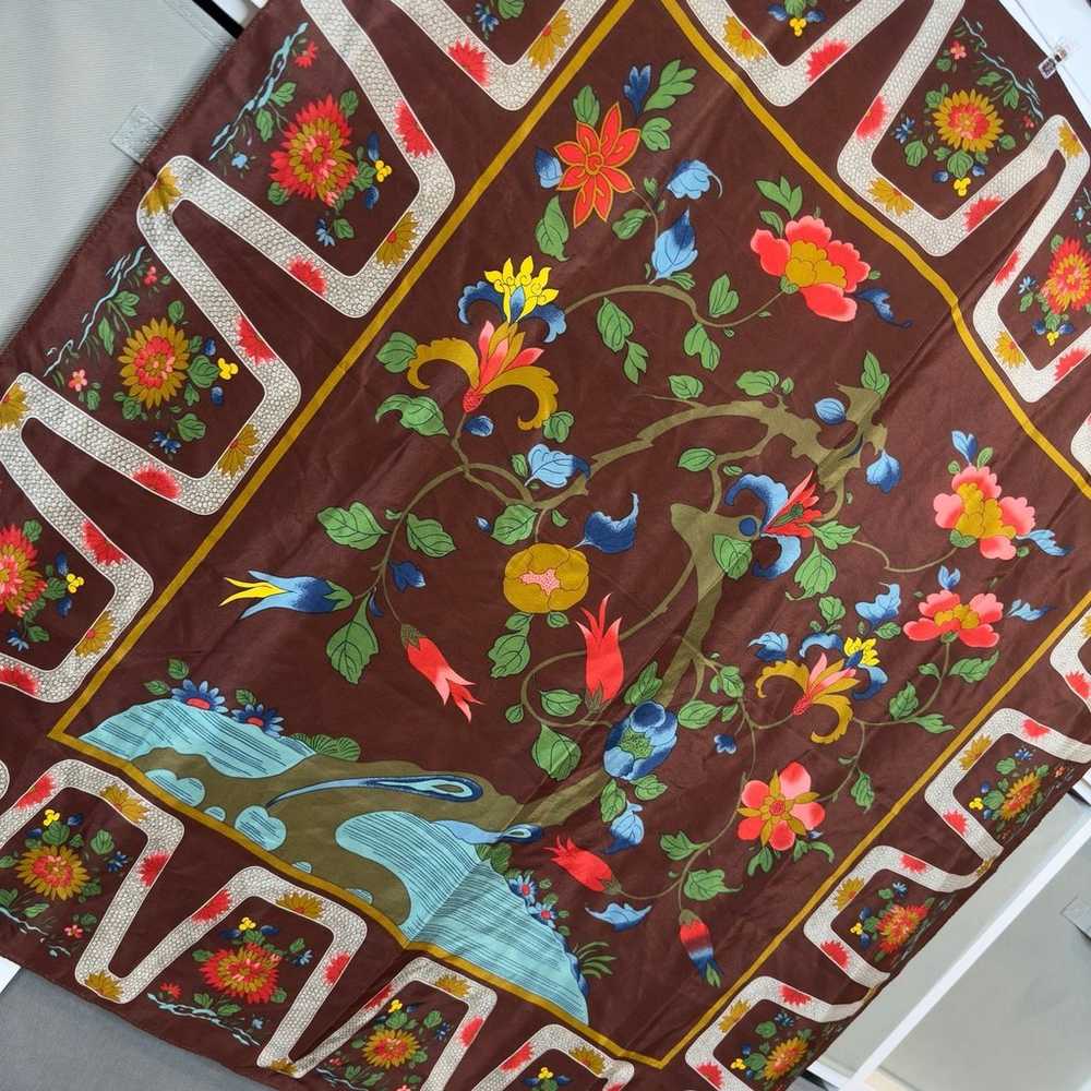 Vtg MOMA Qing Dynasty Tree Silk Scarf - image 3