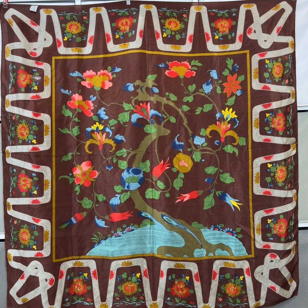 Vtg MOMA Qing Dynasty Tree Silk Scarf - image 8