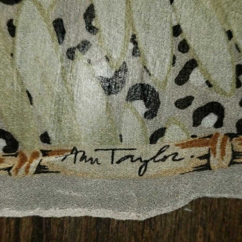 Ann Taylor Silk Palm Leaf Cheetah Hankie Scarf - image 2