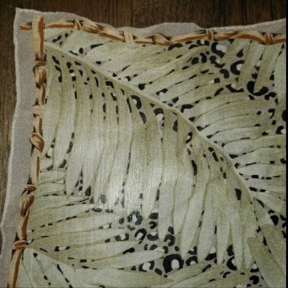 Ann Taylor Silk Palm Leaf Cheetah Hankie Scarf - image 4