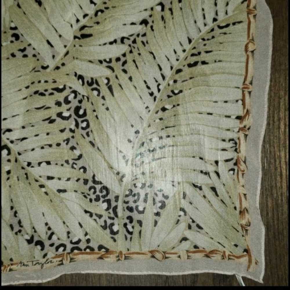 Ann Taylor Silk Palm Leaf Cheetah Hankie Scarf - image 6