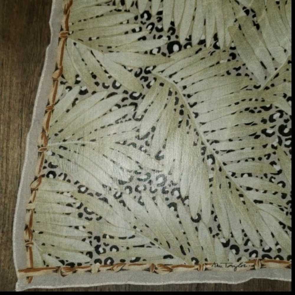 Ann Taylor Silk Palm Leaf Cheetah Hankie Scarf - image 7