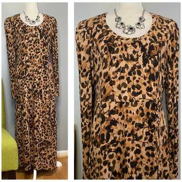 Cabi Selma Leopard Animal Print Long Sleeve Midi D