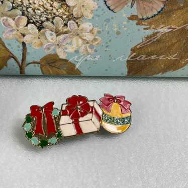 Vintage enamel hair clip Christmas - image 1