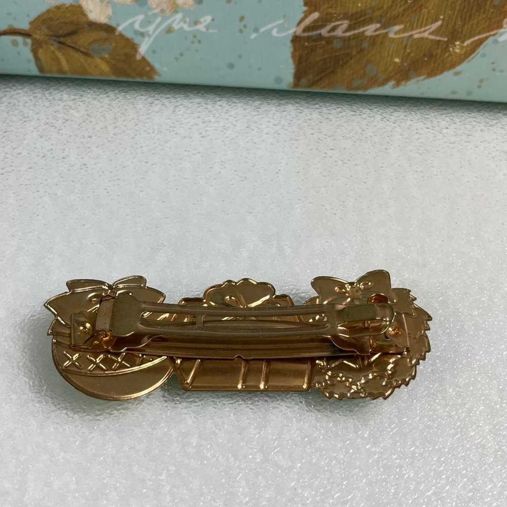 Vintage enamel hair clip Christmas - image 2