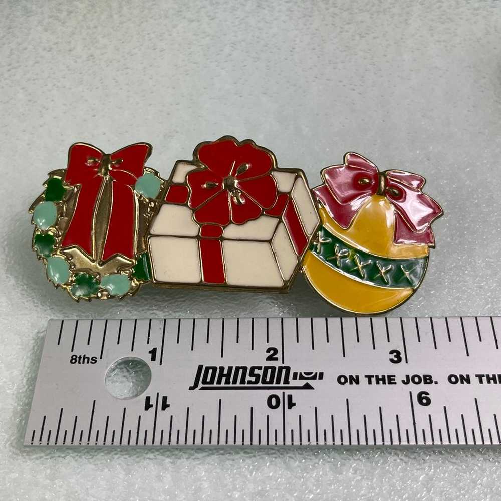 Vintage enamel hair clip Christmas - image 3