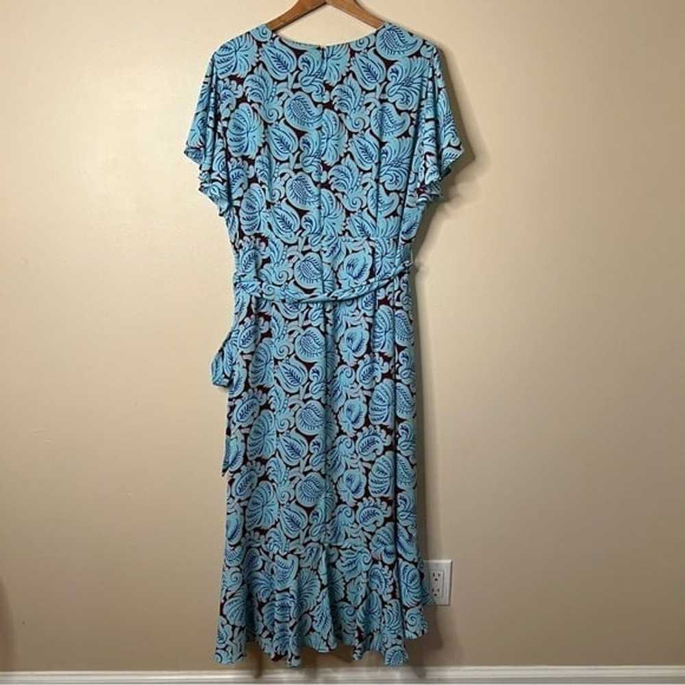 J. Crew V-neck flutter-hem dress in aqua paisley - image 10