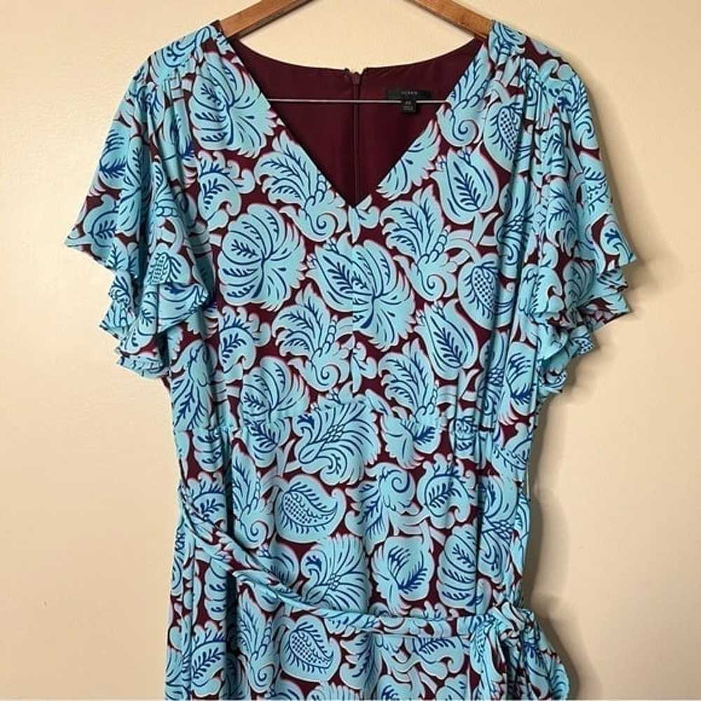 J. Crew V-neck flutter-hem dress in aqua paisley - image 2