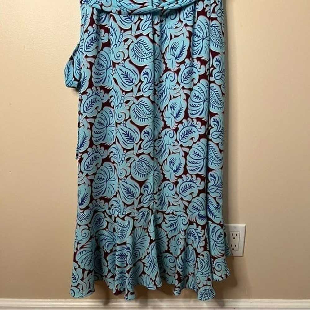 J. Crew V-neck flutter-hem dress in aqua paisley - image 9