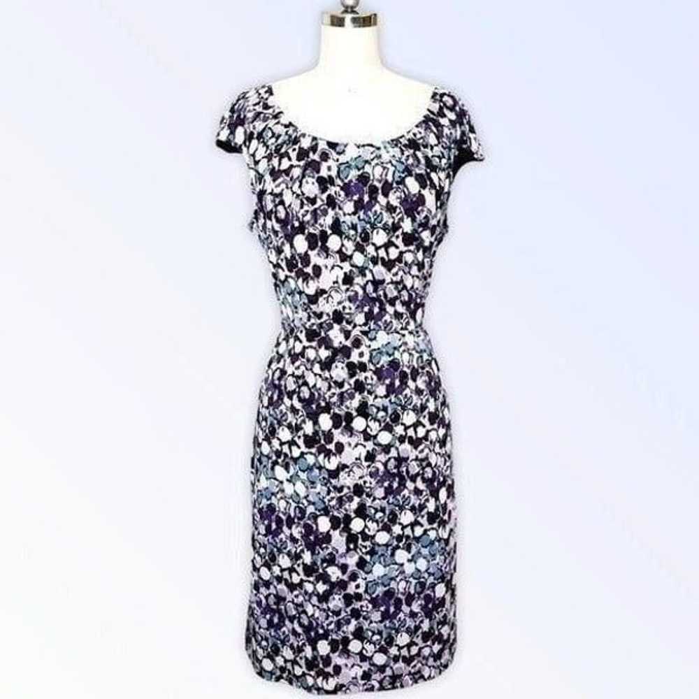 Tahari Purple Print Tie Back Shift Dress Career 1… - image 1