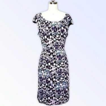 Tahari Purple Print Tie Back Shift Dress Career 1… - image 1