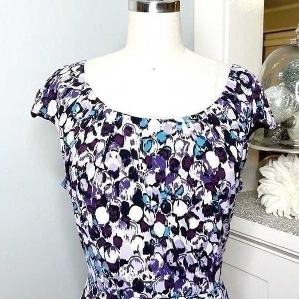 Tahari Purple Print Tie Back Shift Dress Career 1… - image 3