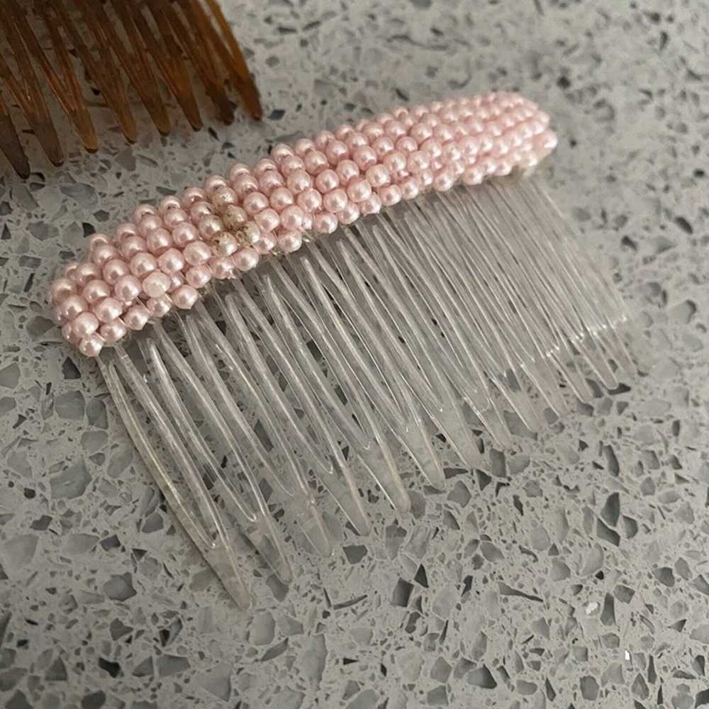 Vintage 1980s Set of 2 Hair Combs Picks Tortoise … - image 3