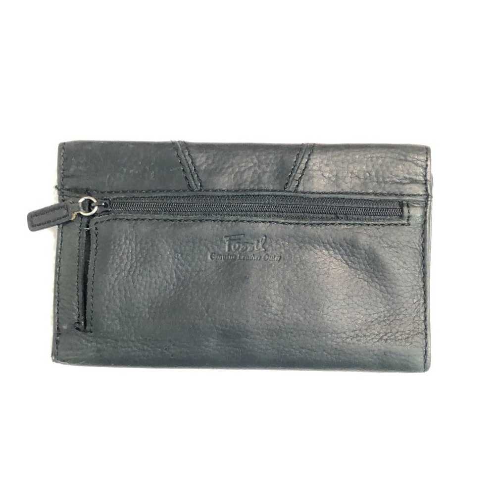 Fossil Vintage Tri Fold Black Leather Wallet - image 3