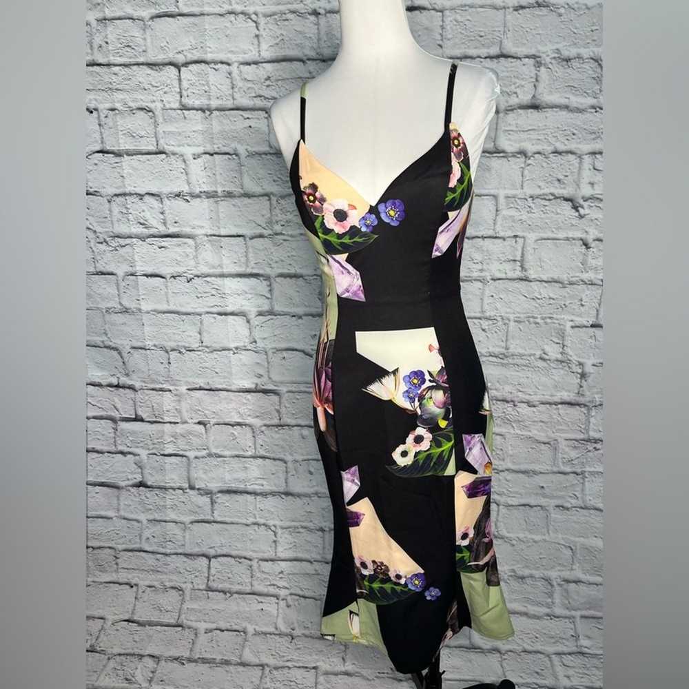 Bariano black floral tulip hem midi dress new siz… - image 2