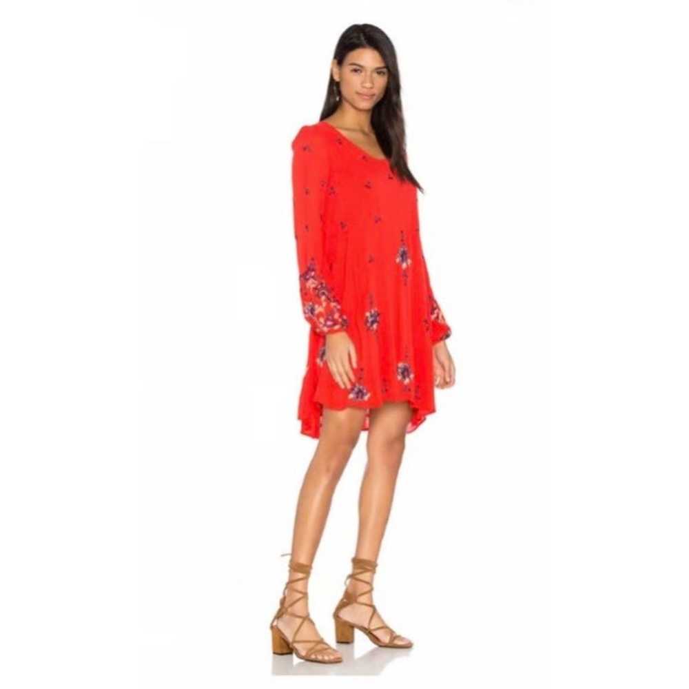 Free People Red Embroidered Dress Small Oversized… - image 11