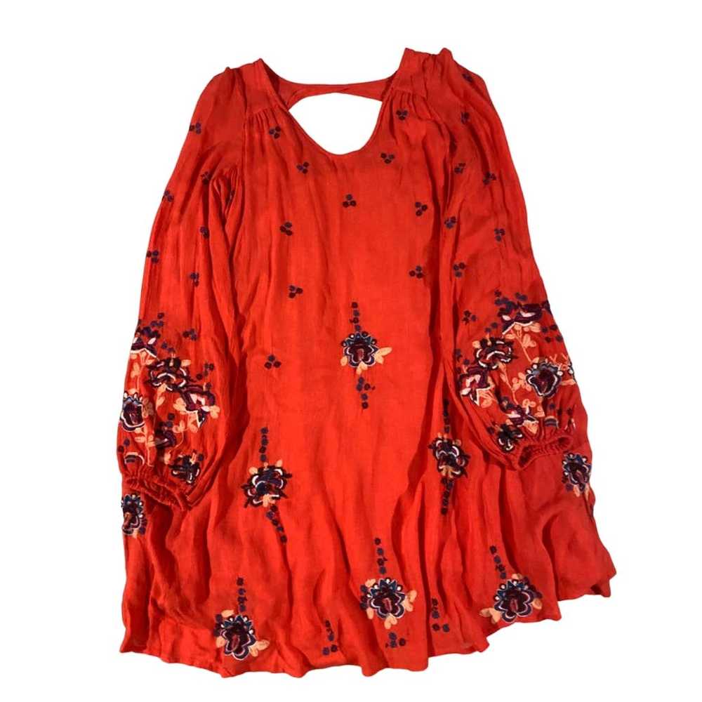 Free People Red Embroidered Dress Small Oversized… - image 5