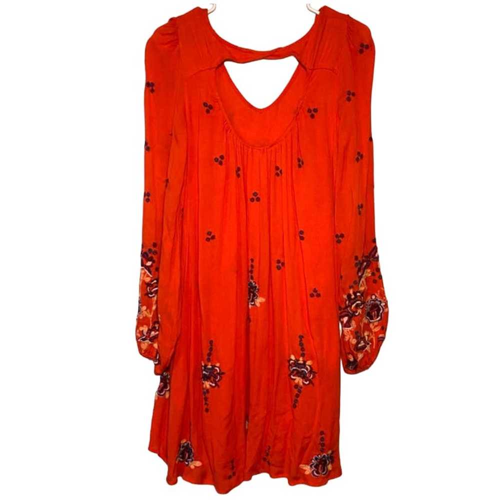 Free People Red Embroidered Dress Small Oversized… - image 6