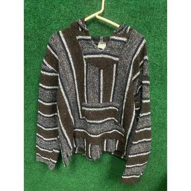 Baja Mexican Woven Hooded Pullover - Front Jacket… - image 1