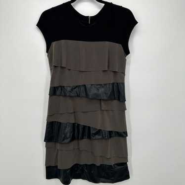 Joseph Ribkoff Tiered Faux Leather Sleeveless Dres