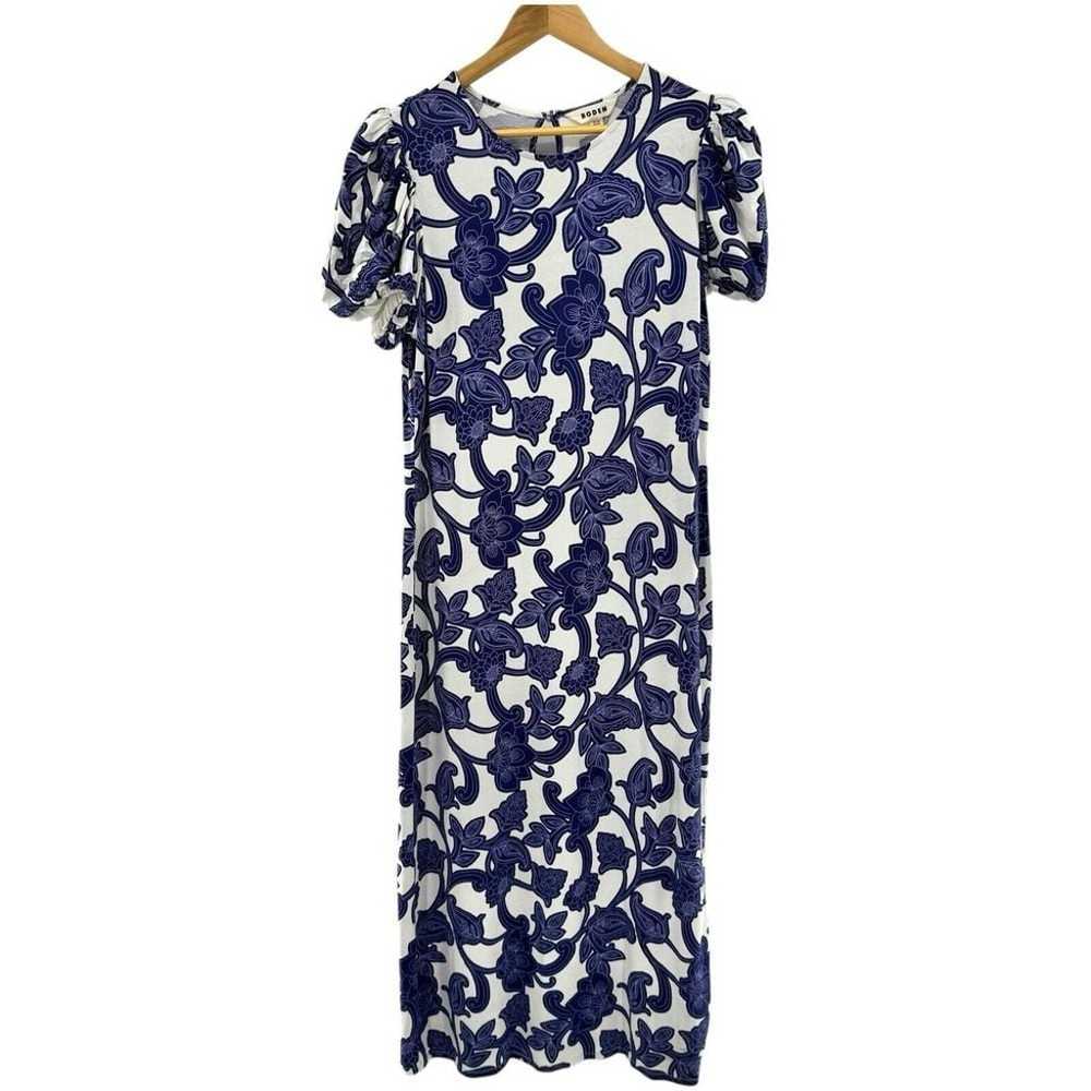 Boden Puff Sleeve Jersey Midi Dress Blue Ribbon P… - image 2