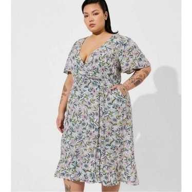 Torrid midi Swiss dot wrap dress floral