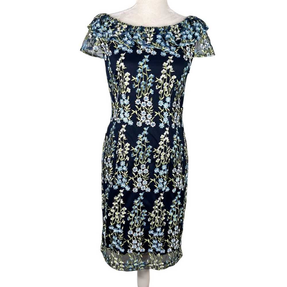 Karl Lagerfeld Paris Floral Midi Dress Navy Blue … - image 1