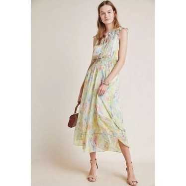 Anthropologie Watercolor Boho Smocked Maxi Dress S