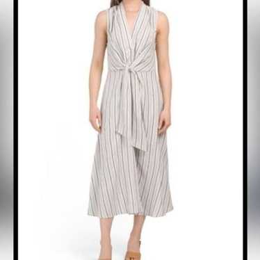 Tahari Striped Linen Tie Waist Shirt Dress| Size M - image 1