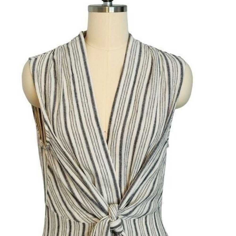 Tahari Striped Linen Tie Waist Shirt Dress| Size M - image 4