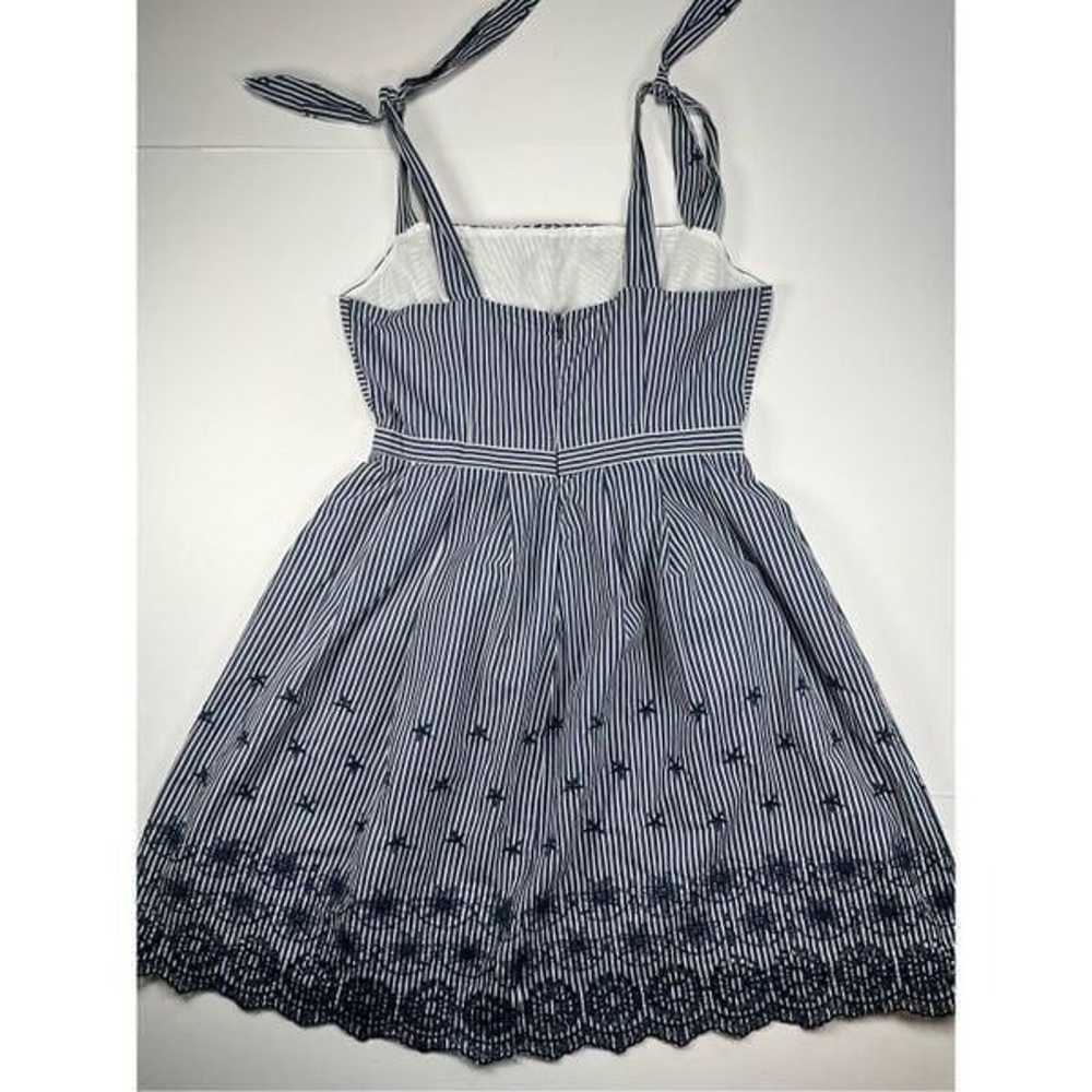 Astr Front Cutout Blue Striped Dress Embroidered … - image 2