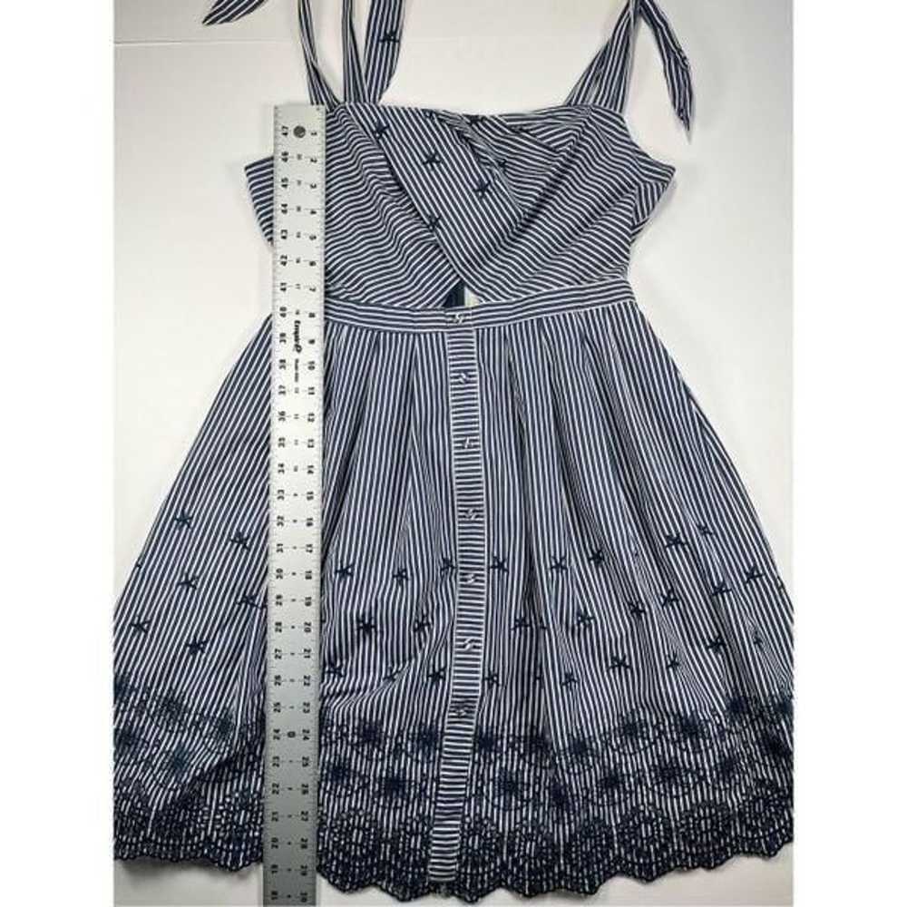 Astr Front Cutout Blue Striped Dress Embroidered … - image 4