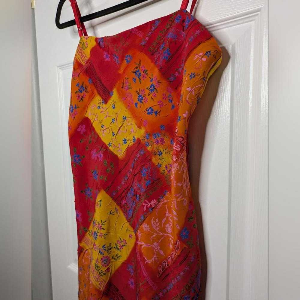 Vintage 90s Sleeveless Red patchwork floral slip … - image 3