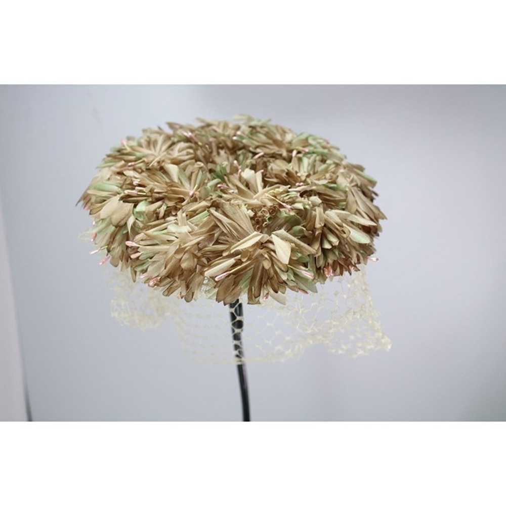 Clover Lane Pillbox Hat Vintage Flowers Neutral F… - image 1