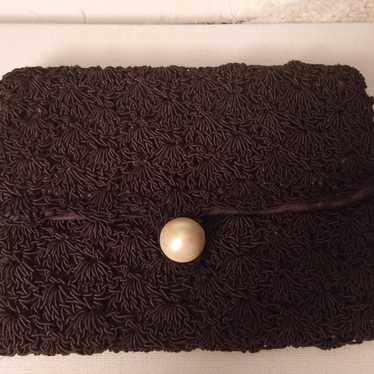 Vintage Brown Handmade Crochet Clutch Purse - image 1