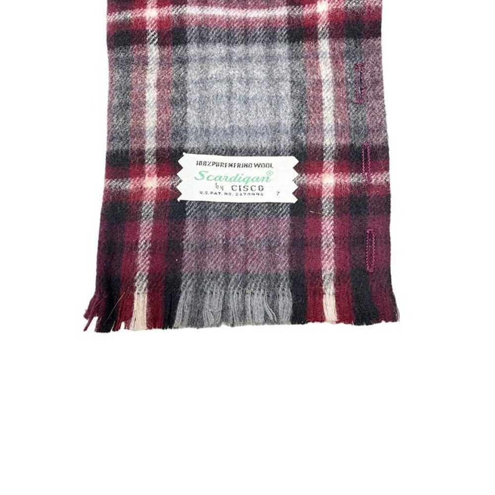 Vintage Plaid Scardigan by Cisco Burgundy Red But… - image 3