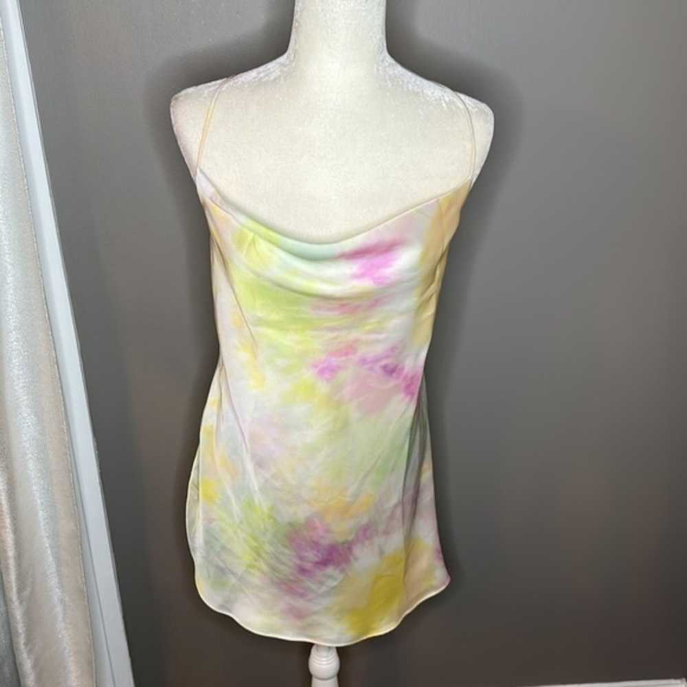 Zara Blogger favorite Tie Dye Satin Mini Dress Si… - image 4