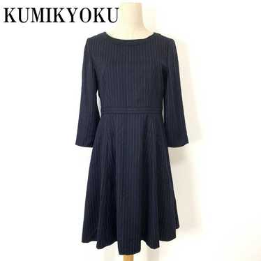 KUMIKYOKU Flared One-Piece Dress Navy 3 B8876