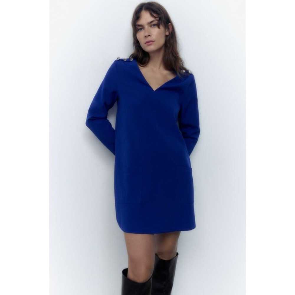 Royal Blue Zara V-Neck Button Shoulders Long Slee… - image 10