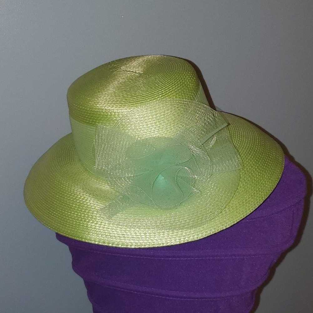 Vintage Ladies Tower Hill Lime Green Wide Brim St… - image 1