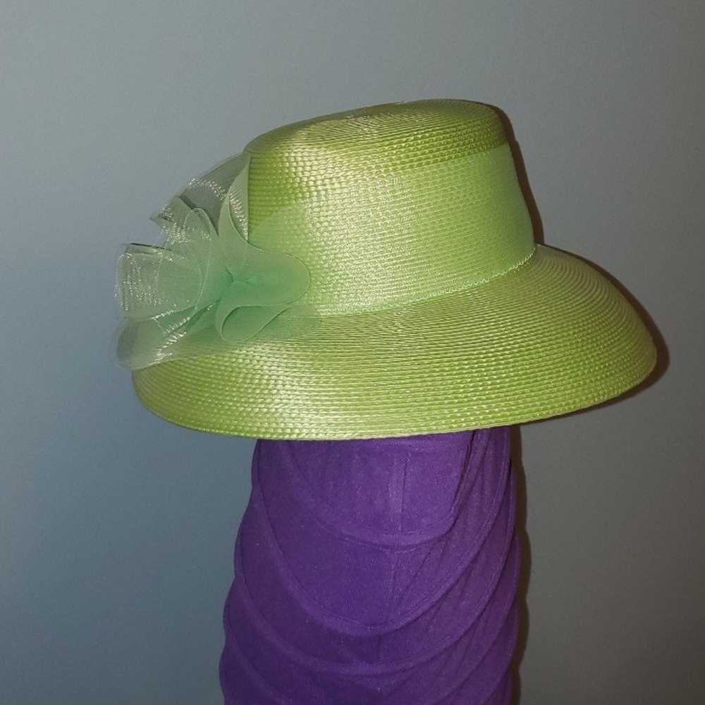 Vintage Ladies Tower Hill Lime Green Wide Brim St… - image 2