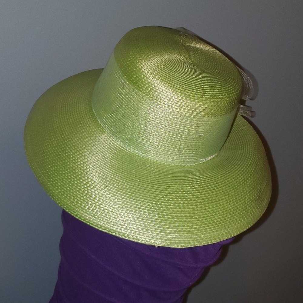 Vintage Ladies Tower Hill Lime Green Wide Brim St… - image 3