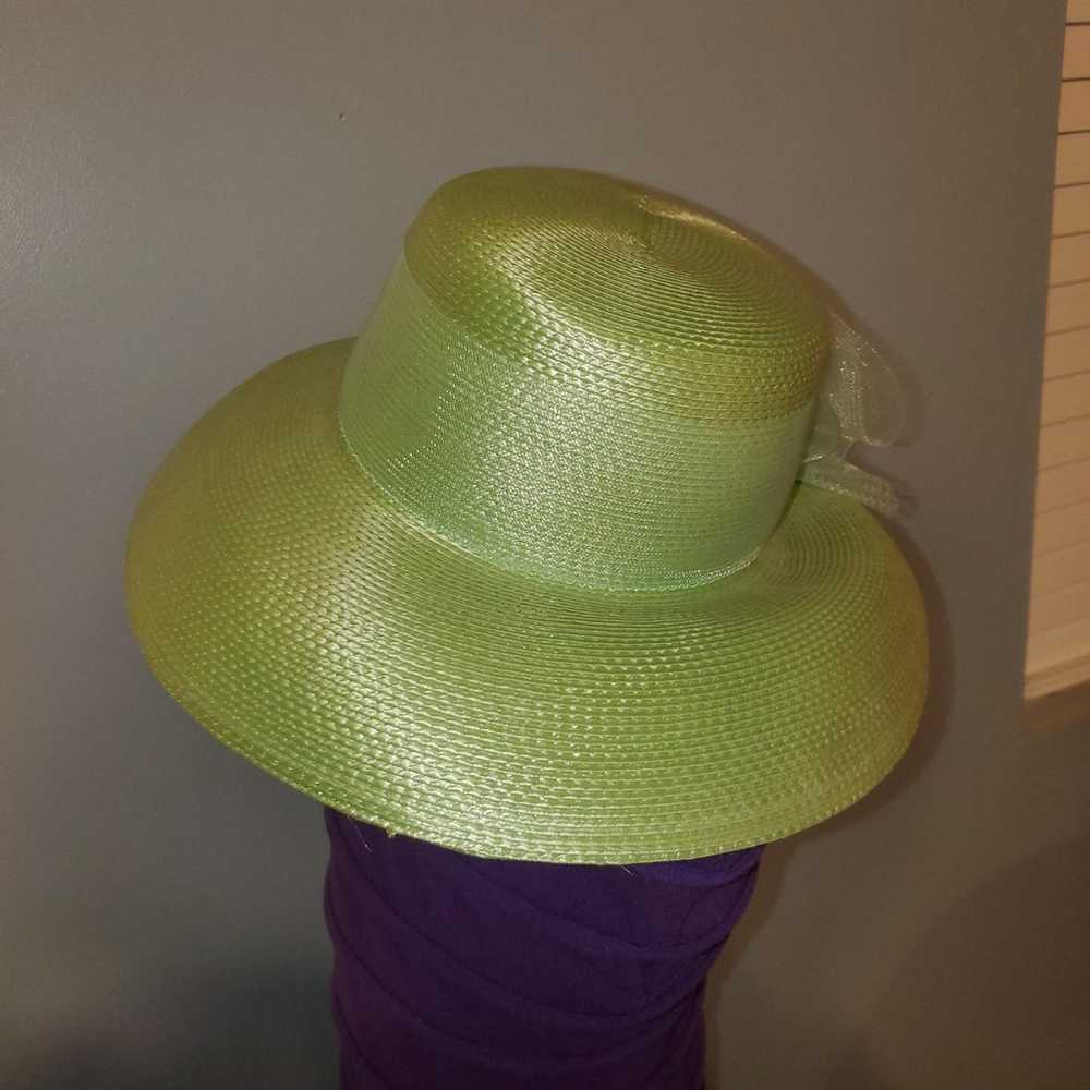 Vintage Ladies Tower Hill Lime Green Wide Brim St… - image 5