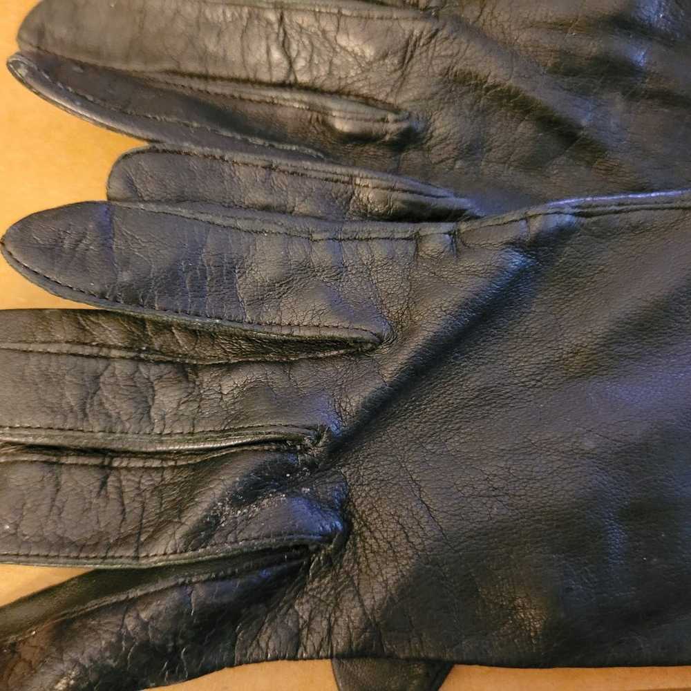 Vintage Black Leather Opera Gloves - image 1