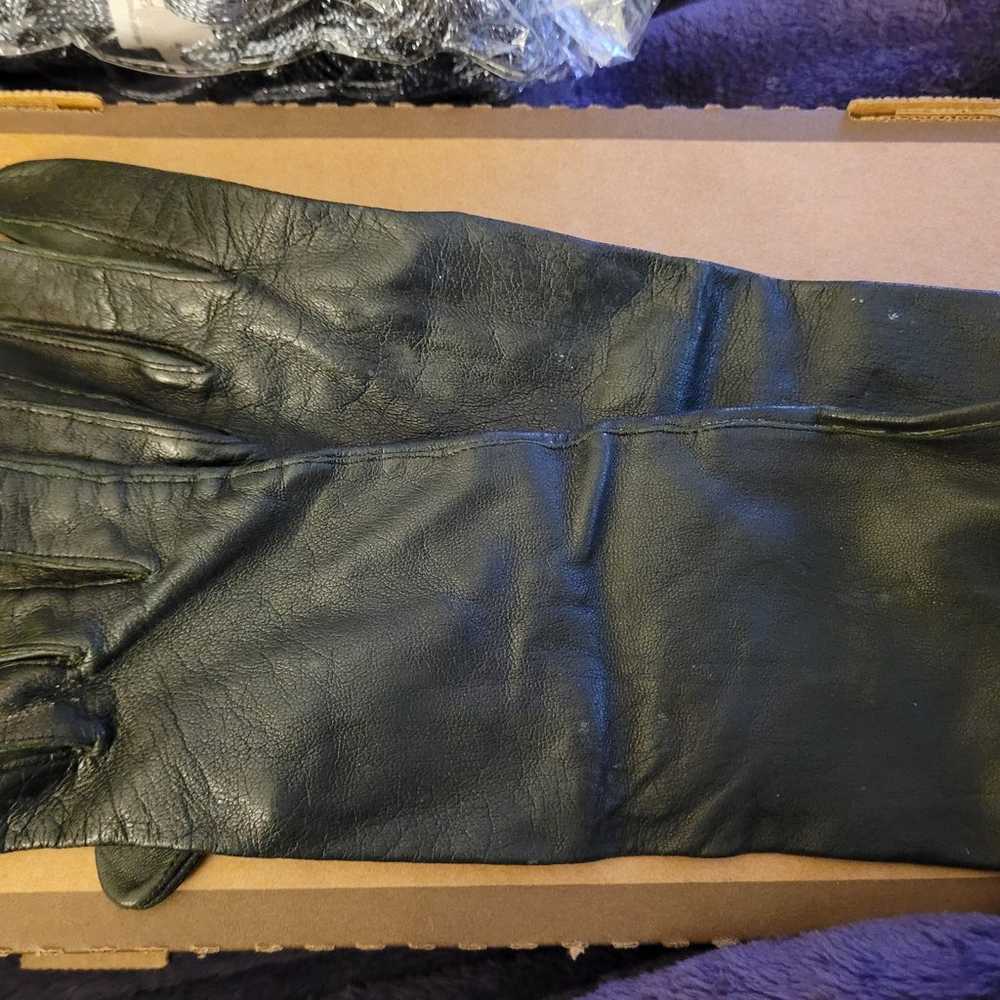 Vintage Black Leather Opera Gloves - image 2