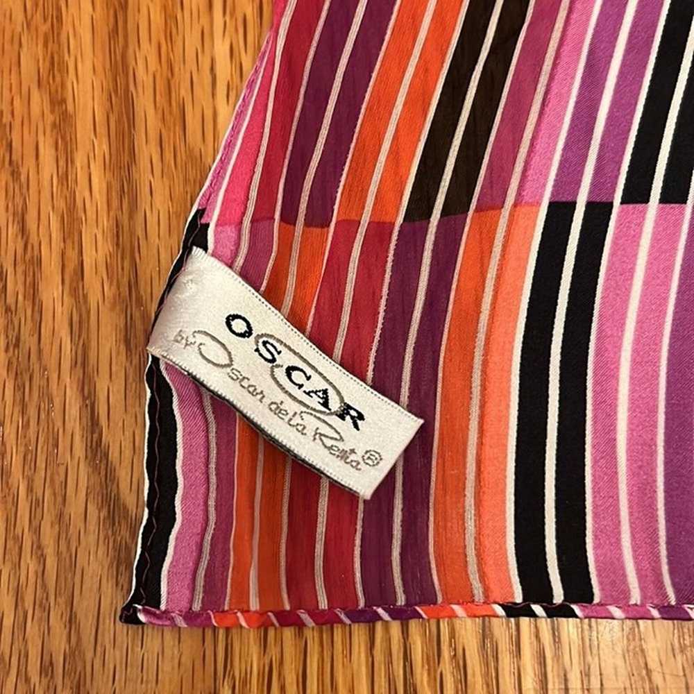 Oscar de la Renta Vintage Silk Scarf with Geometr… - image 3