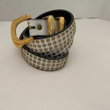 Women’s Vintage LEATHEROCK White Leather and Gold… - image 1