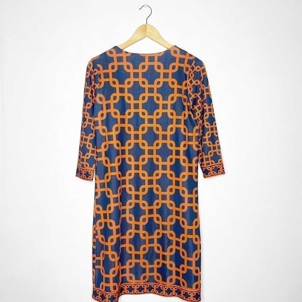 Gretchen Scott Navy/Orange Shift Dress Size Small - image 2