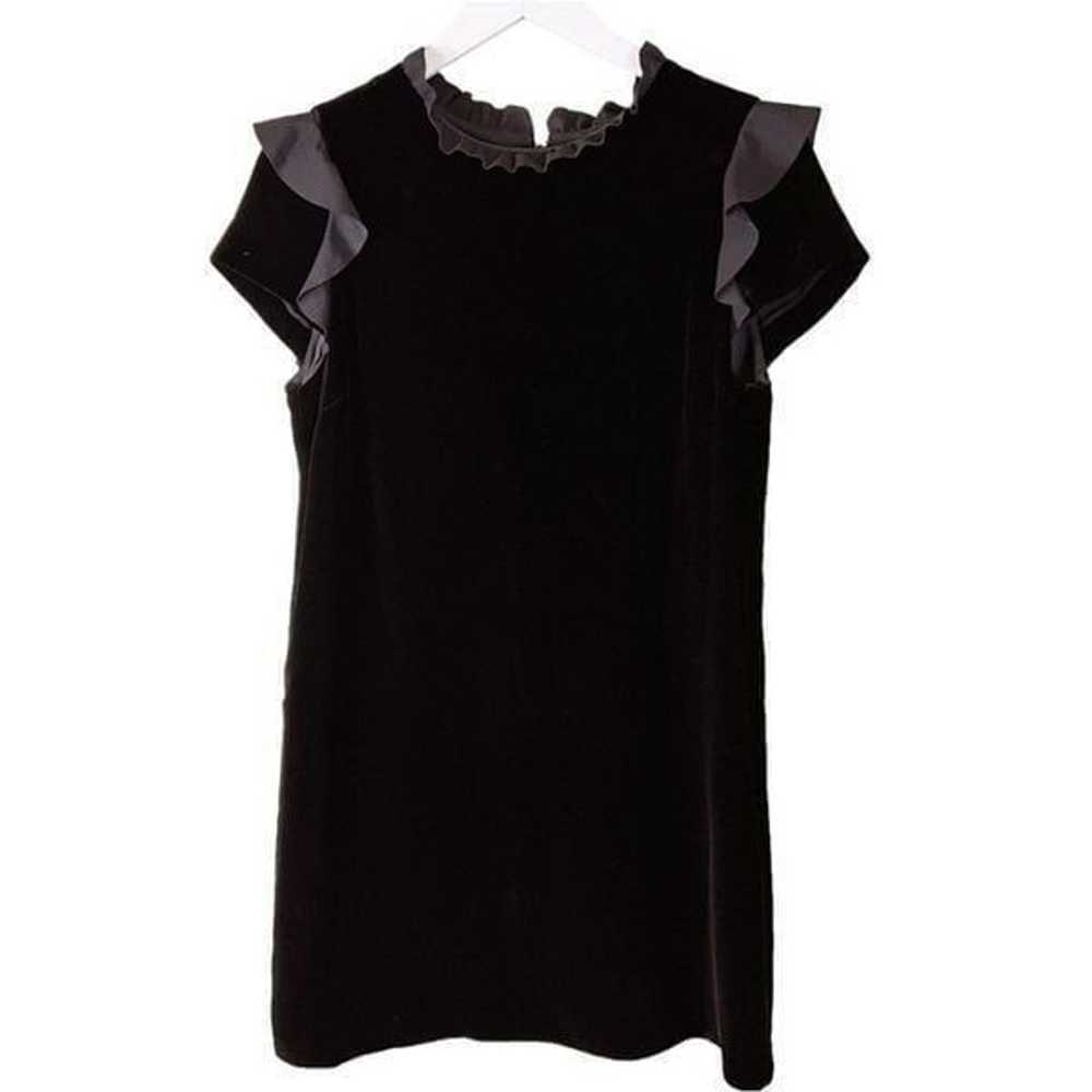 PINKO Italy Black Velvet Short Sleeve Ruffle dres… - image 1