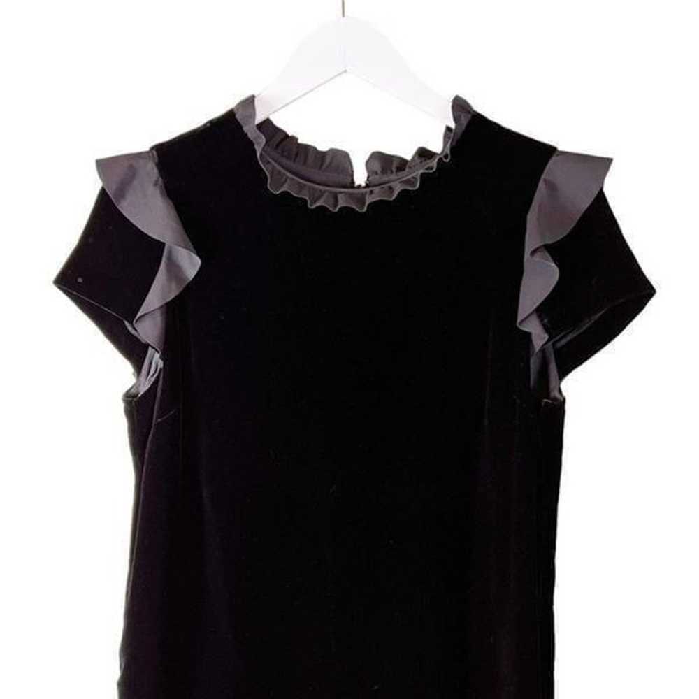 PINKO Italy Black Velvet Short Sleeve Ruffle dres… - image 2